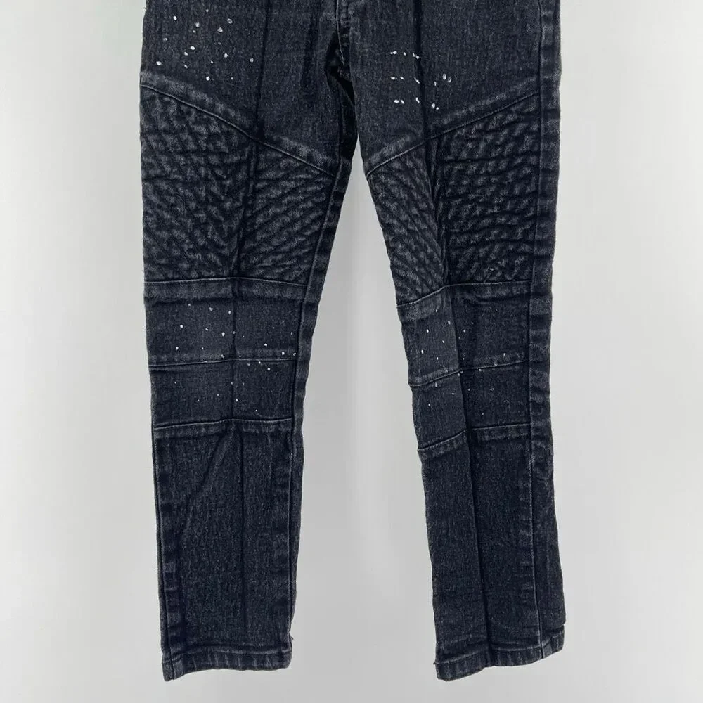 Quad Seven Boys Moto Jeans Size 6 Distressed Biker Faded Black Streetwear Denim